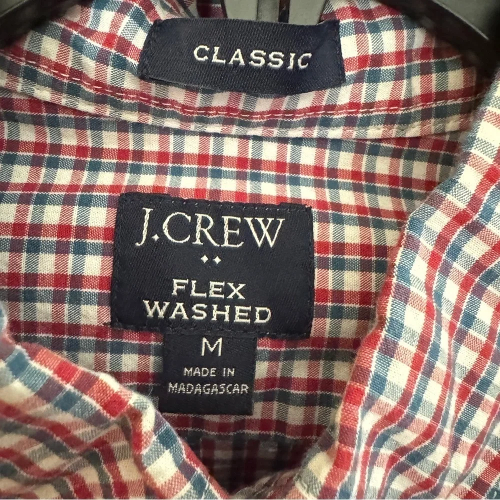 J. Crew Men's Classic Flex Washed Gingham Casual Button Down Shirt Size M